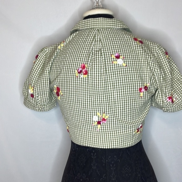 LPA Gingham Green Sequin Top Size XS - Picture 8 of 9
